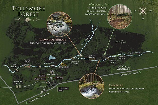 Game of Thrones - Tollymore Forest Trek - Stop-by-Stop: Prologue Wildling Pit, Tyrion and Jon’s Campfire, and the Direwolf Bridge